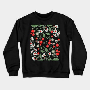 Strawberry With Flower Pattern Crewneck Sweatshirt